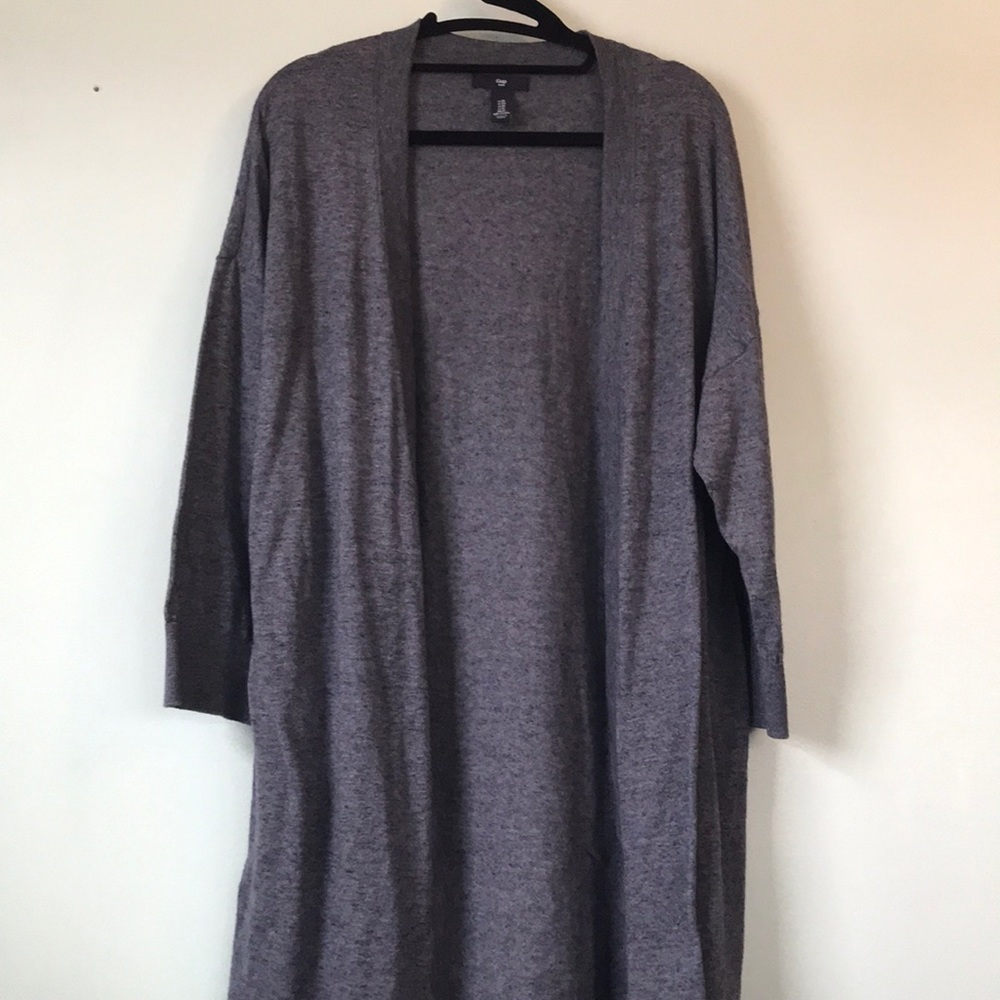 Blueish Gray Tunic Length Cardigan